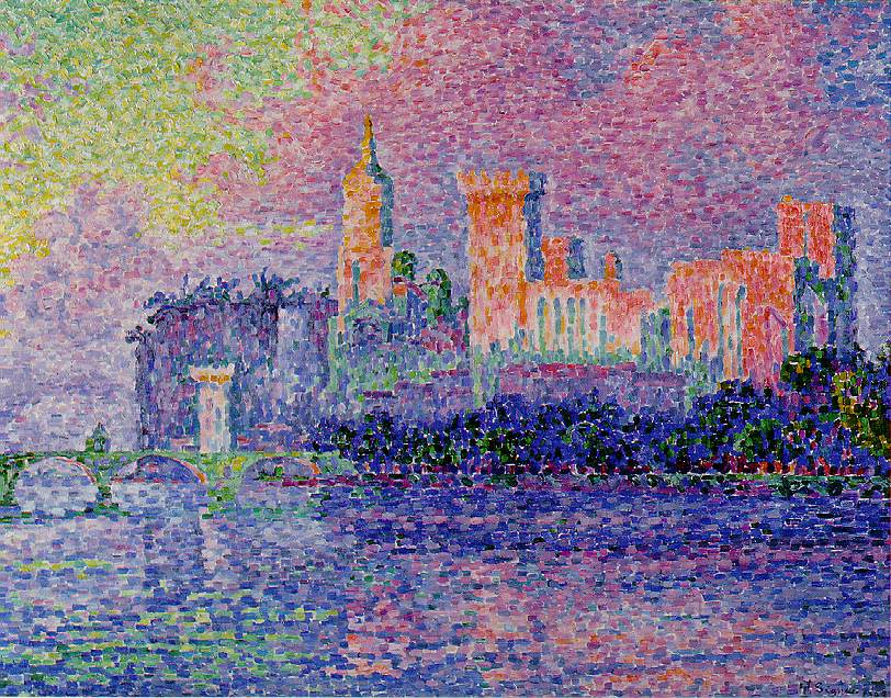 (image for) Handmade oil painting Copy paintings of famous artists Paul Signac paintings, Evening, Avignon (Châte - Click Image to Close